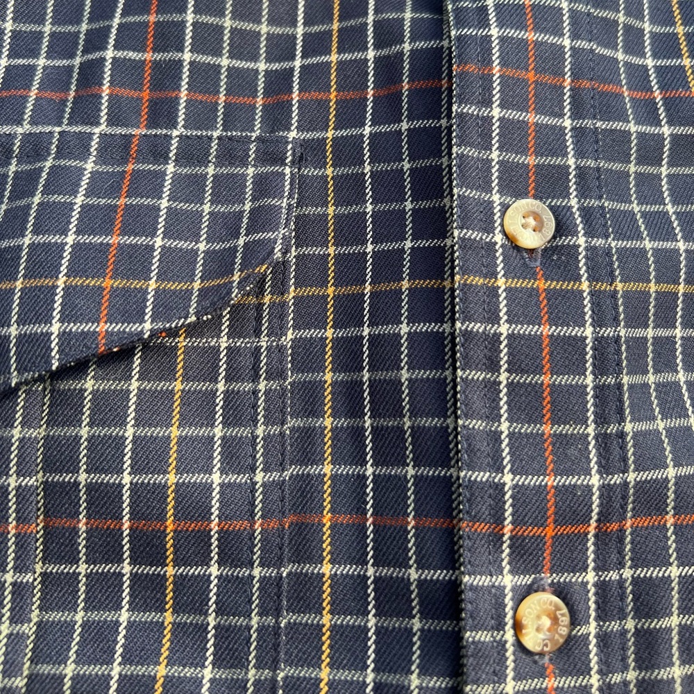Filson Northwest Wool Shirt Navy Blue Yellow Red Plaid Grid Dress Button Up - Picture 6 of 12
